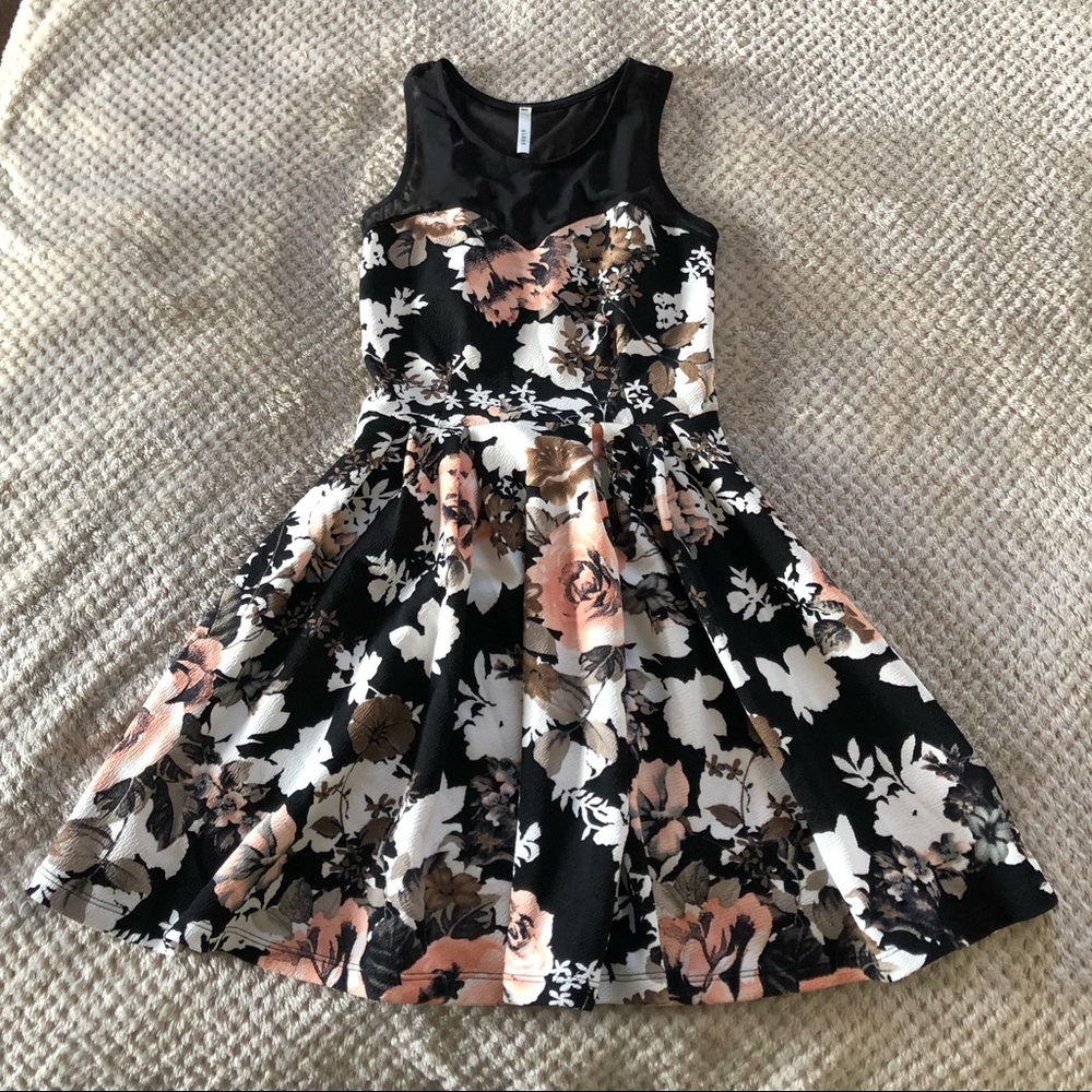Floral Sweetheart Sheer Dress